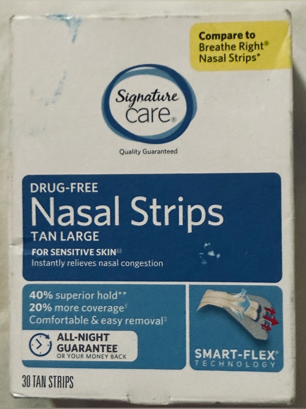 Signature Care  Nasal Strips, - Tan Large, 30 Strips